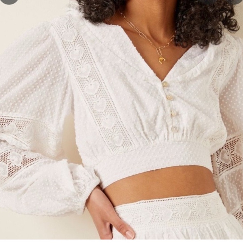 LoveShackFancy White Salida Crop Rop